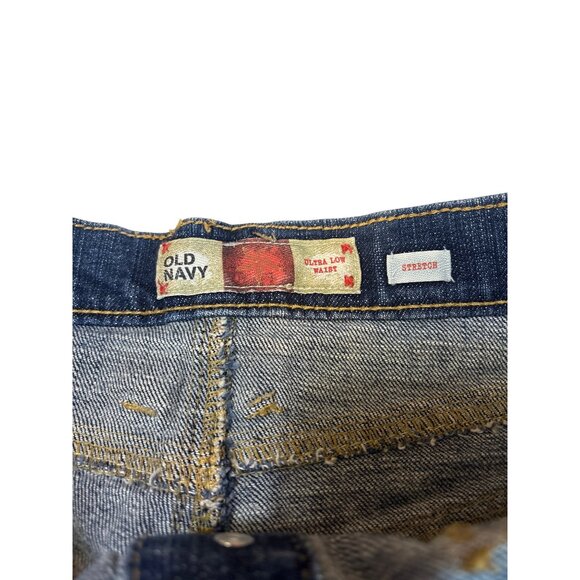 Old Navy Y2K Ultra Low Waist Denim Micro Mini Skirt 4 With Button Front & Pocket - Picture 2 of 6